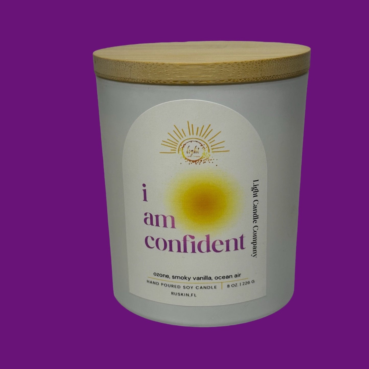 I am Confident candle: Signature line